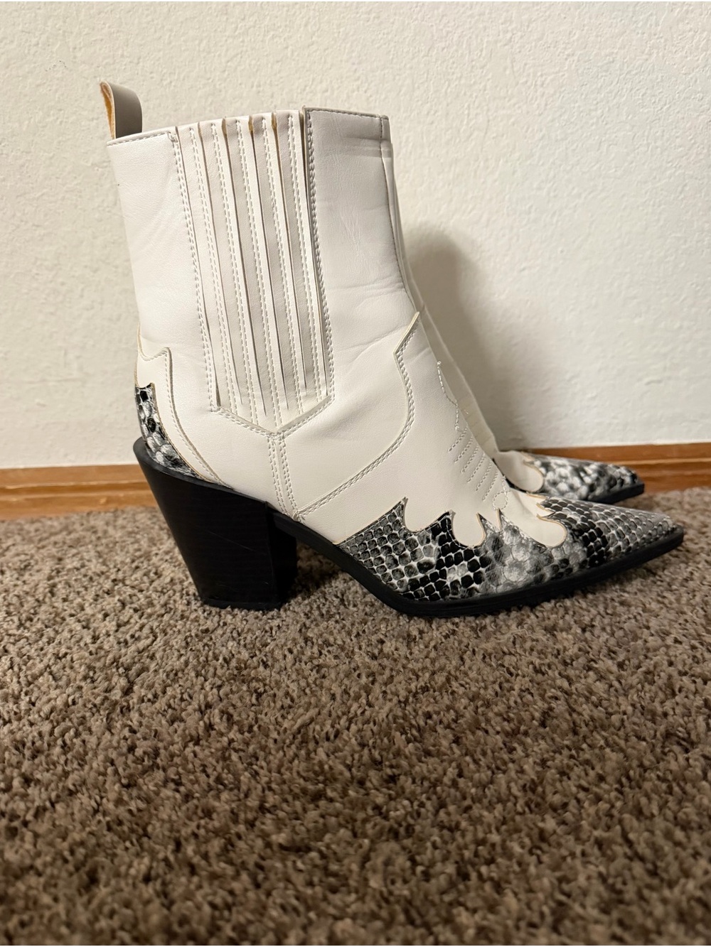 White Western Ankle Boots Heels
